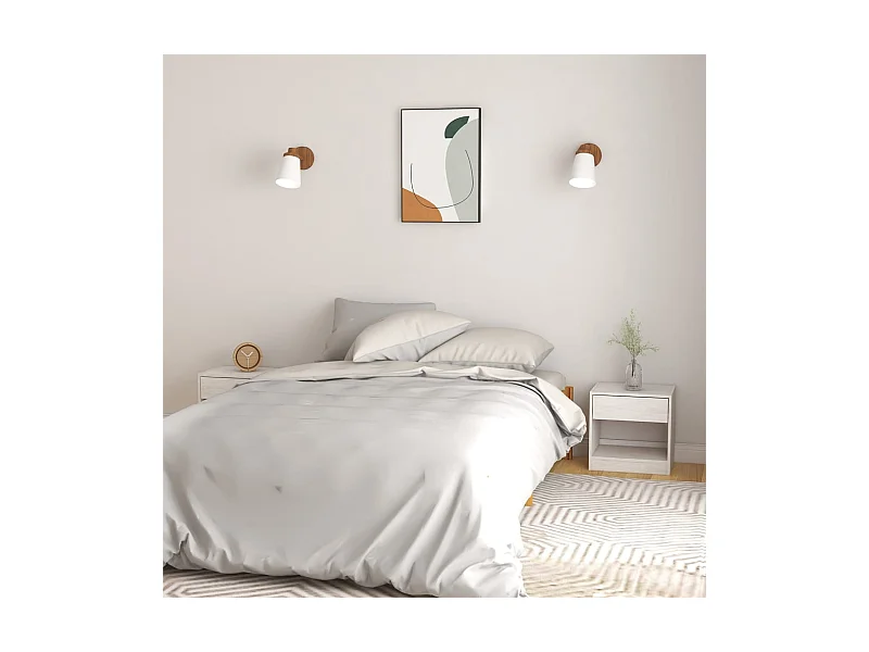 Tables de chevet 2 pcs Blanc 40x31x40 Bois de pin massif