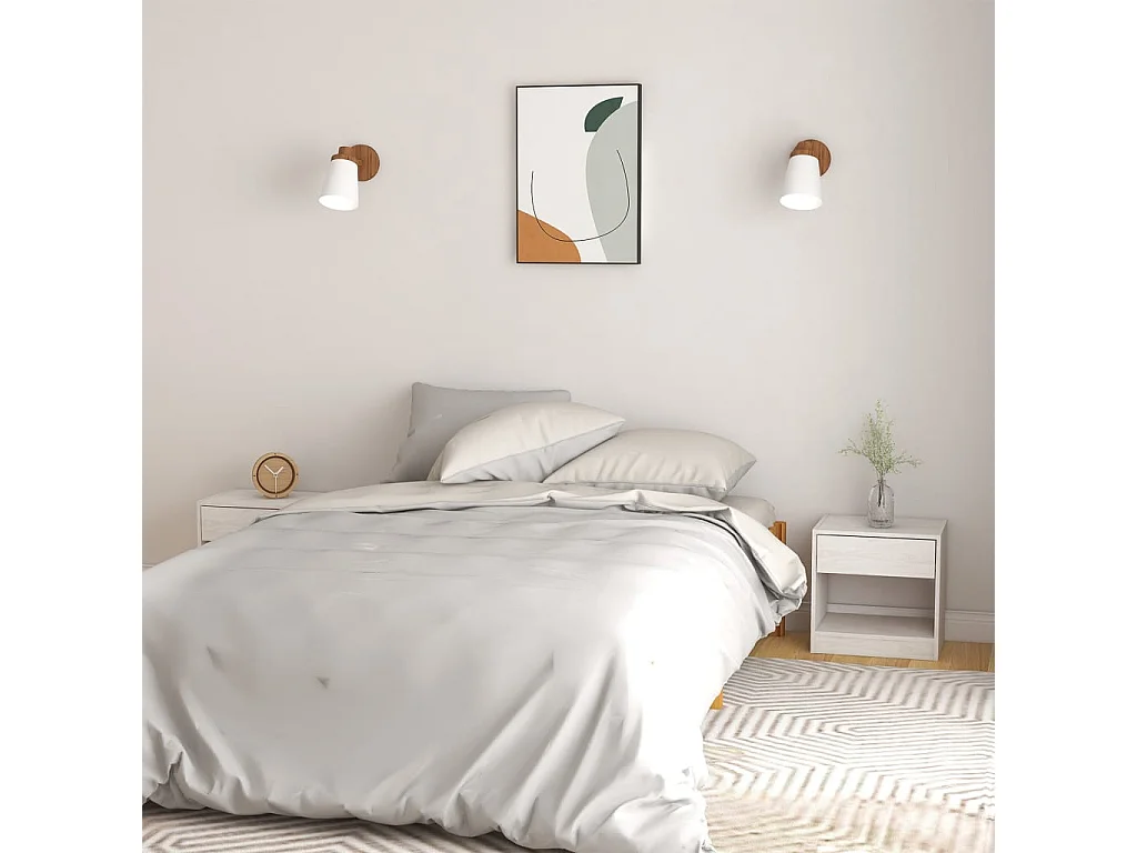 Tables de chevet 2 pcs Blanc 40x31x40 Bois de pin massif