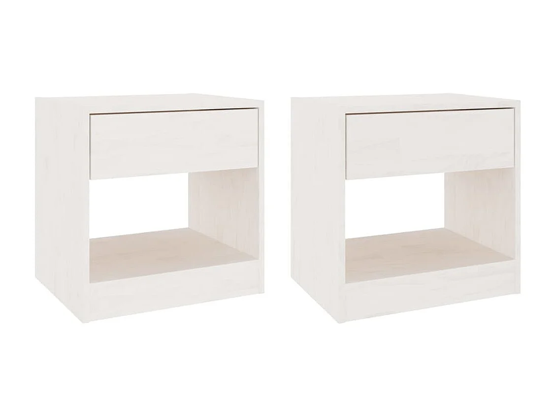Tables de chevet 2 pcs Blanc 40x31x40 Bois de pin massif