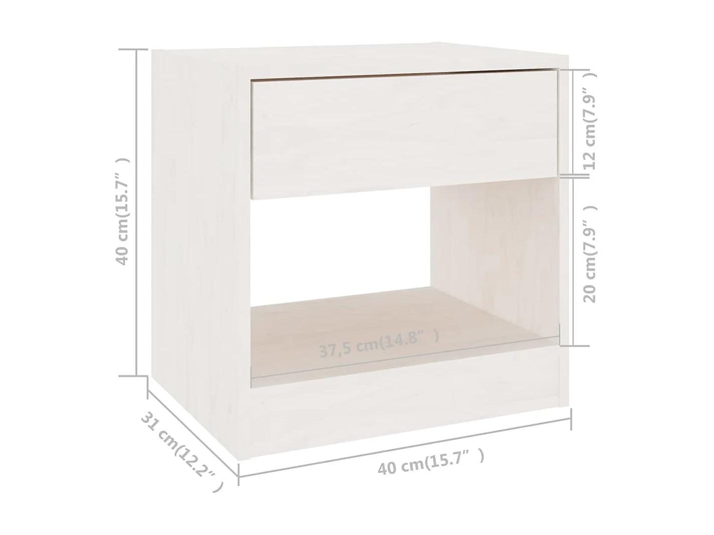 Tables de chevet 2 pcs Blanc 40x31x40 Bois de pin massif