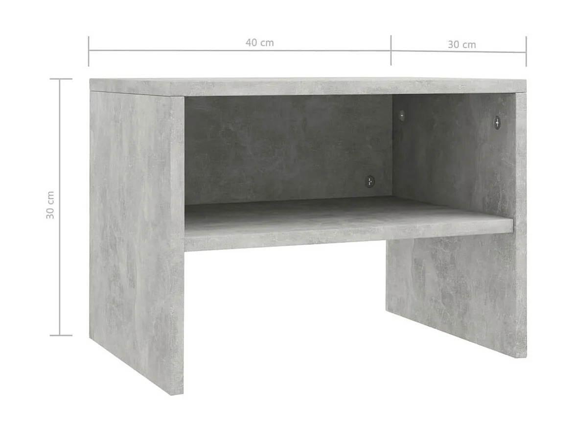 2 pcs Tables de chevet Gris béton 40 x 30x30