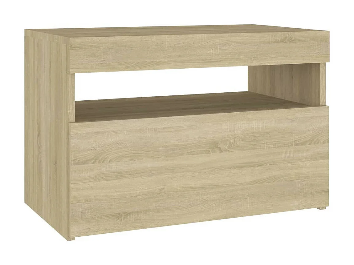 Chevet avec lumières LED 2 pcs Chêne sonoma 60x35x40