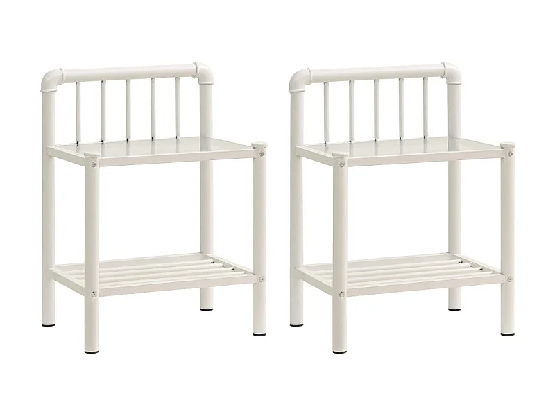 Tables de chevet 2 pcs Blanc et transparent Métal et verre 4