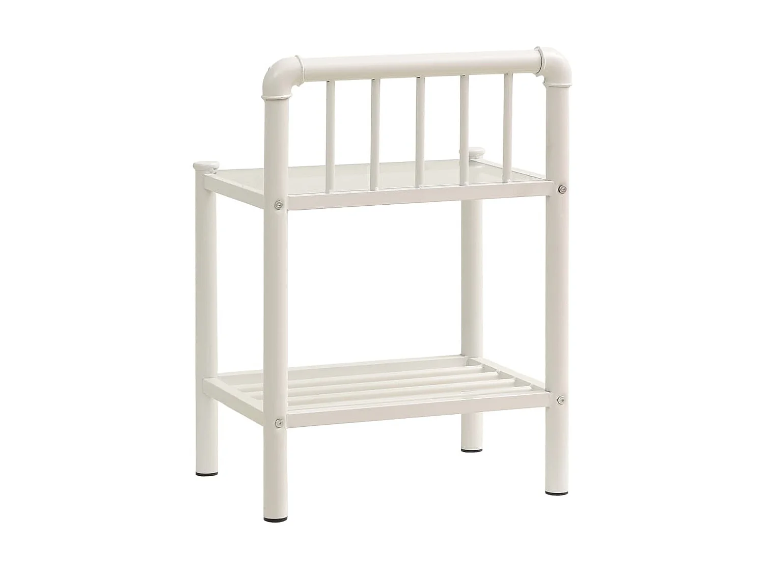 Tables de chevet 2 pcs Blanc et transparent Métal et verre 4