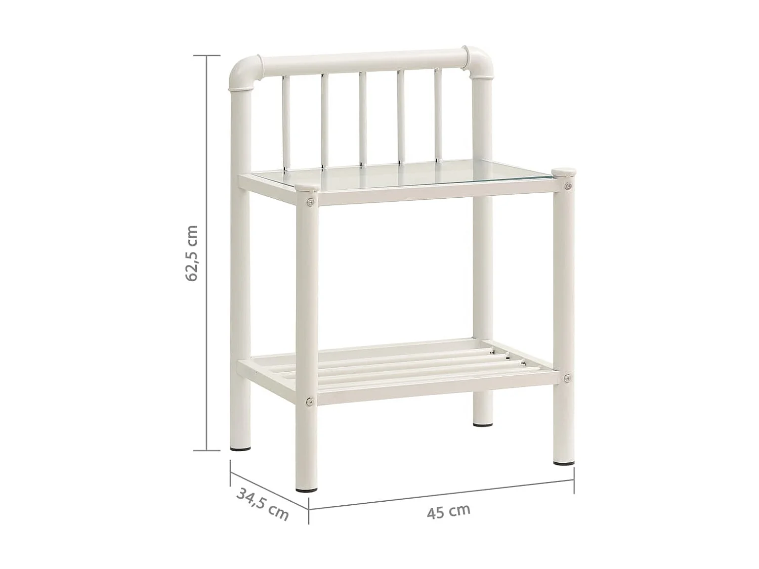 Tables de chevet 2 pcs Blanc et transparent Métal et verre 4