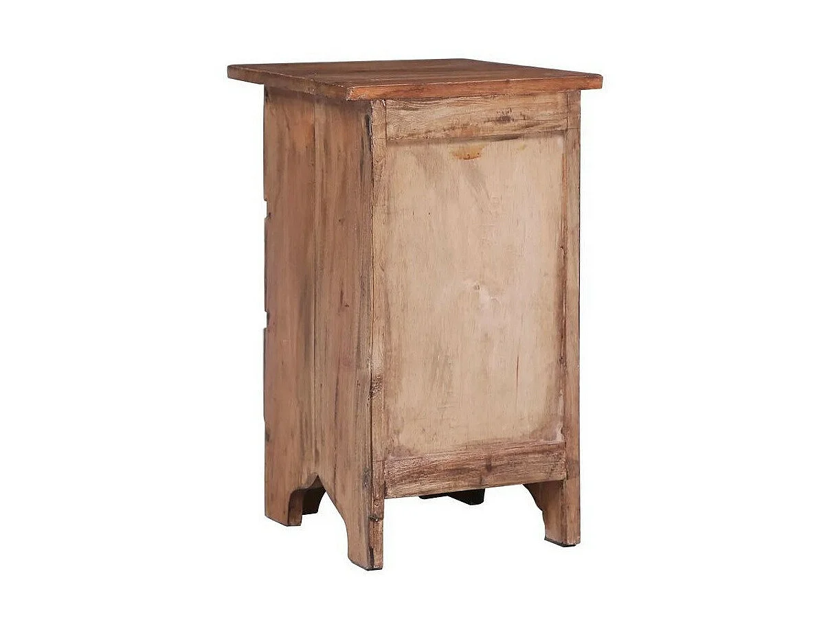 Table de chevet 3 tiroirs bois de récupération foncé Botil