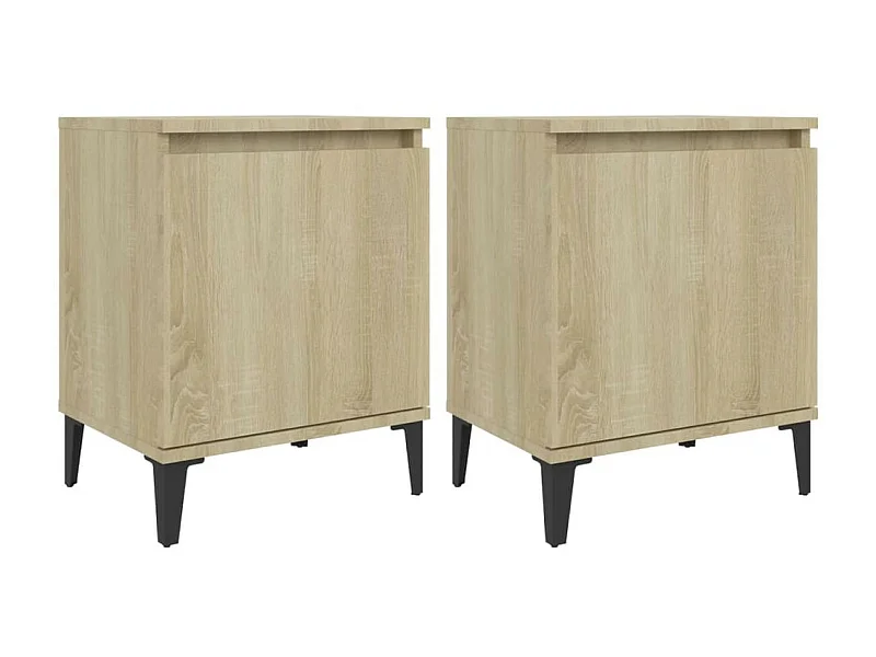 Tables de chevet pieds en métal 2 pcs Chêne sonoma 40x30x50 2