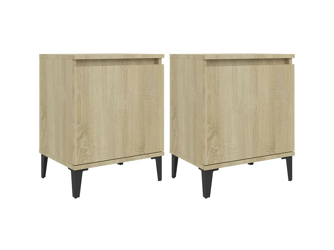 Tables de chevet pieds en métal 2 pcs Chêne sonoma 40x30x50 2