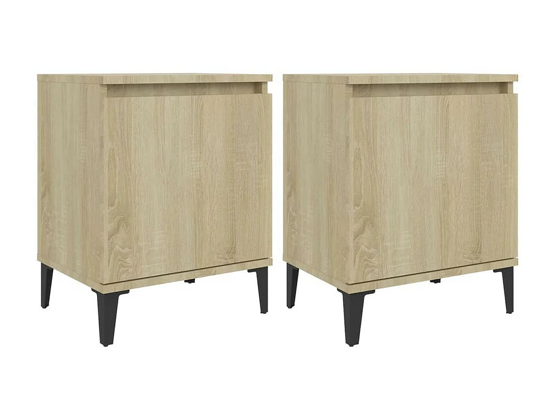 Tables de chevet pieds en métal 2 pcs Chêne sonoma 40x30x50 2