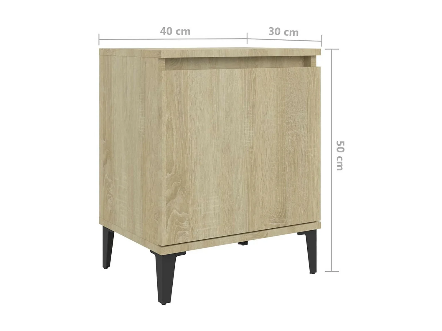Tables de chevet pieds en métal 2 pcs Chêne sonoma 40x30x50 2