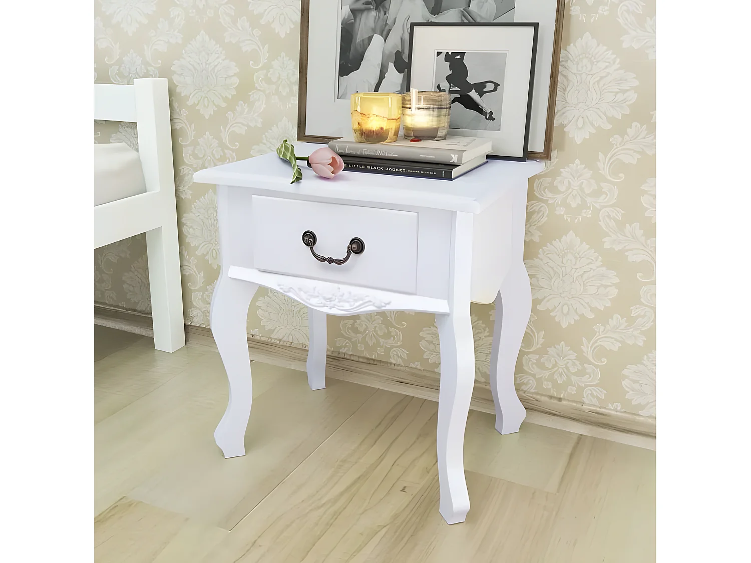 Table de chevet 1 tiroir bois blanc Chicco