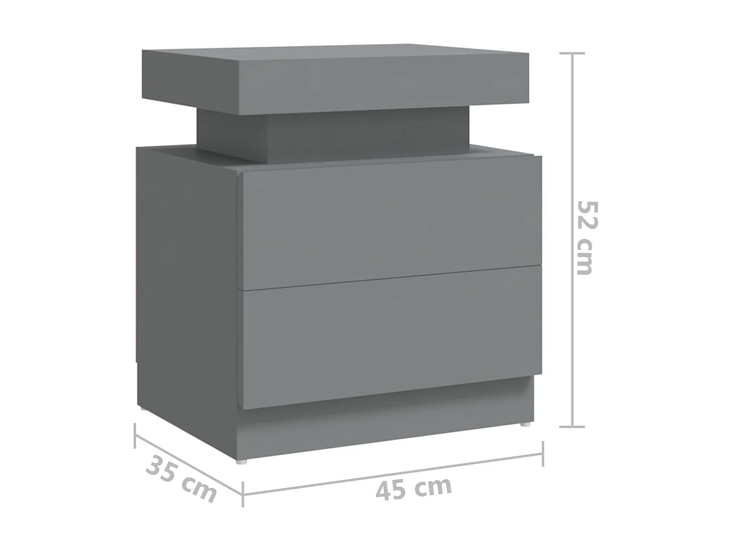 Table de chevet Gris 45x35x52