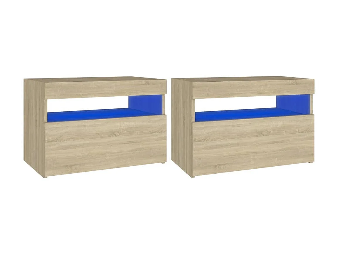 Nachtkastjes 2 st LED-verlichting 60x35x40 cm sonoma eikenkleur