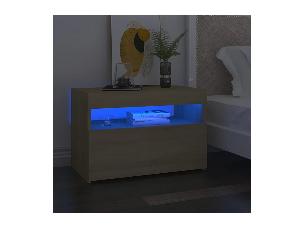 Tables de chevet à LED 2 pcs Chêne sonoma 60x35x40
