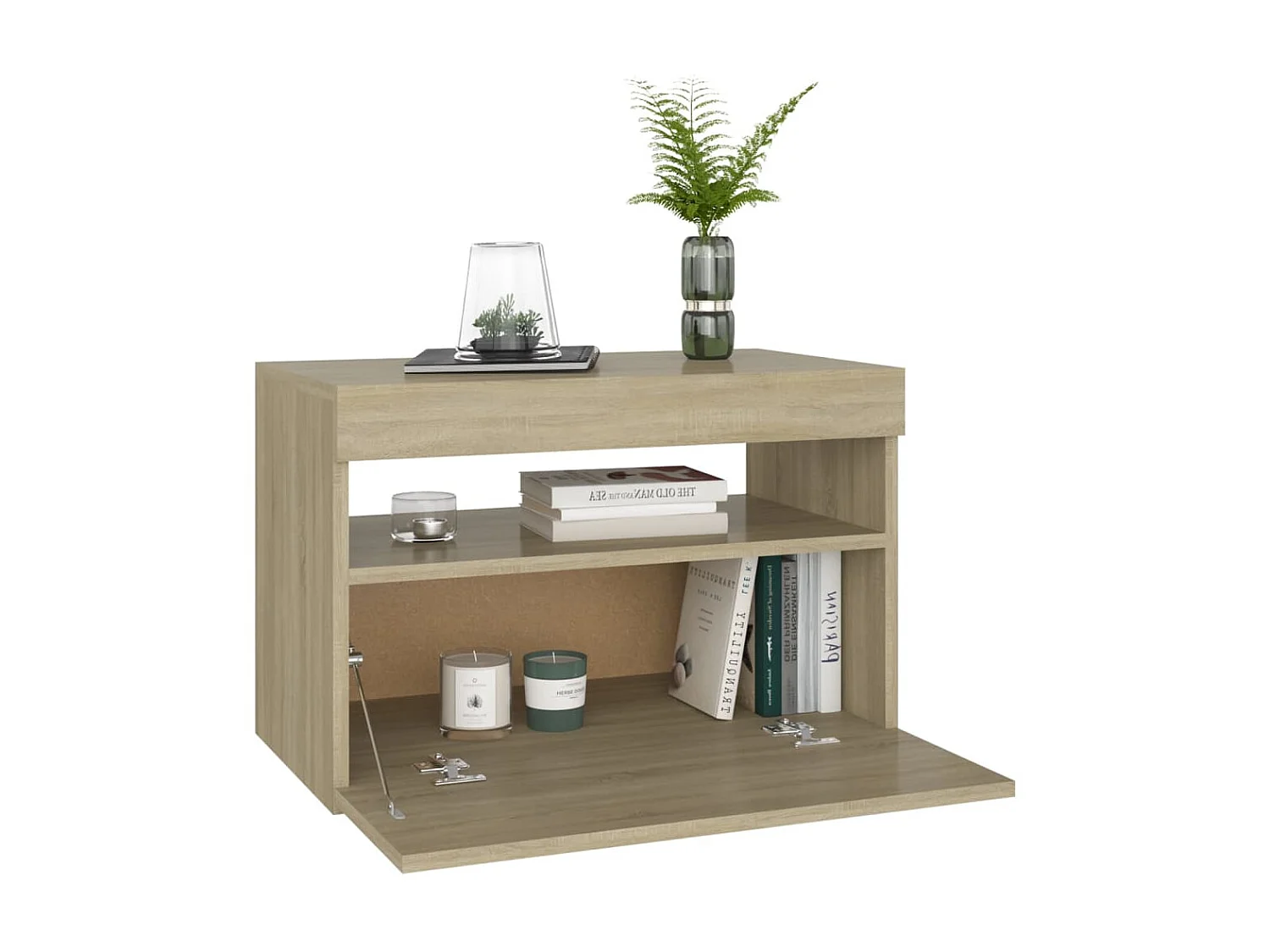 Tables de chevet à LED 2 pcs Chêne sonoma 60x35x40