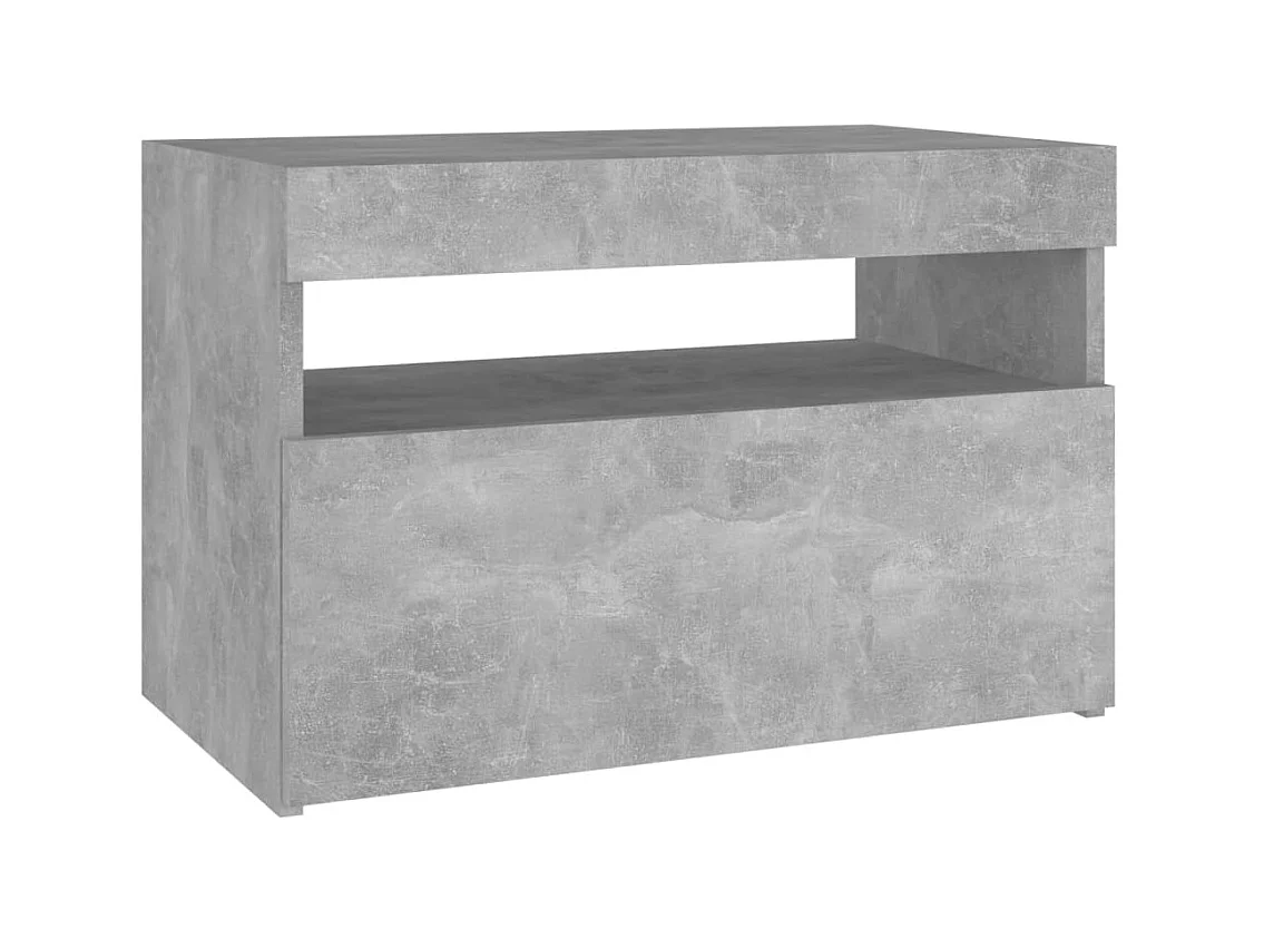 Table de chevet et lumières LED Gris béton 60x35x40