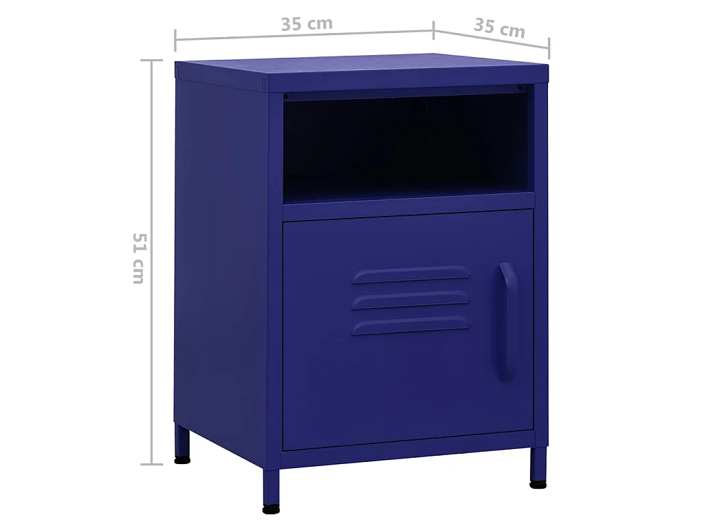 Table de chevet Bleu marine 35x35x51 Acier