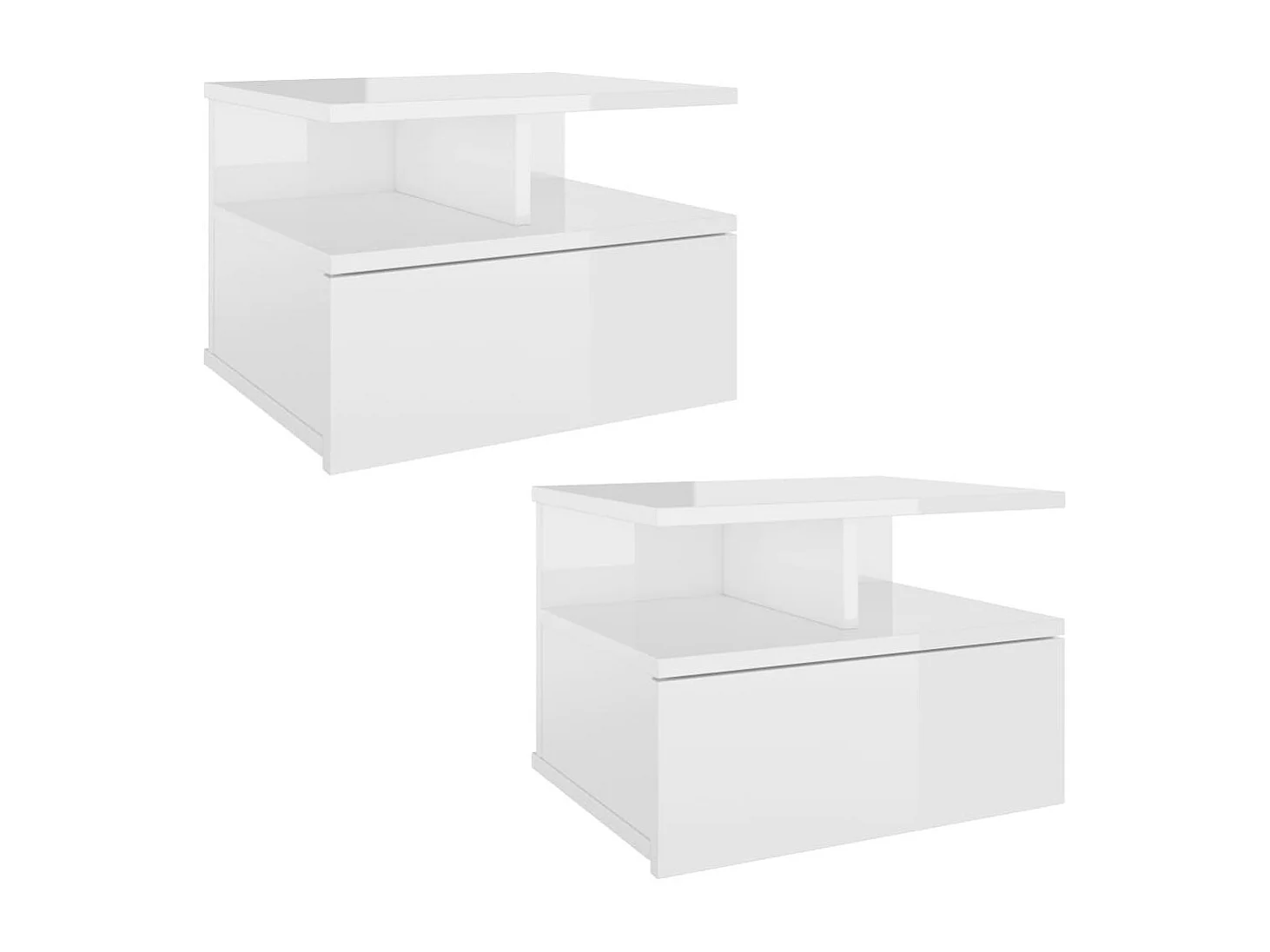 Tables de chevet suspendues 2 pcs Blanc brillant 40x31x27