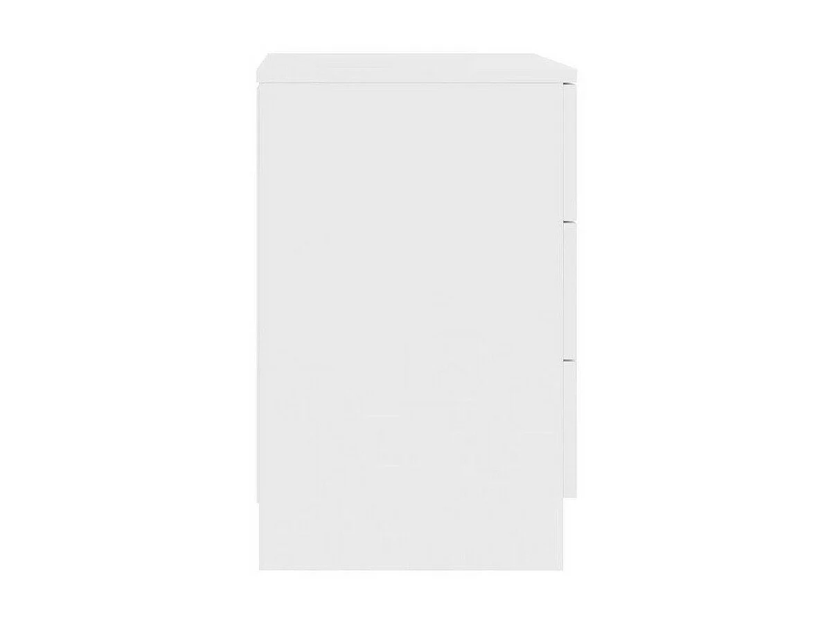 Table de chevet 3 tiroirs bois blanc brillant Metiu