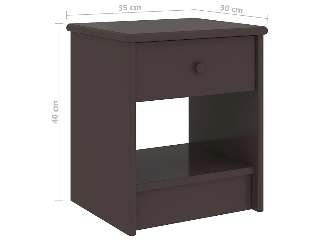 Table de chevet Marron foncé 35x30x40 Bois de pin massif