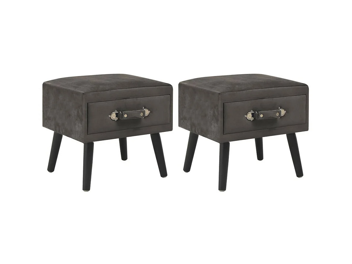 Tables de chevet 2 pcs Gris 40x35x40 Velours