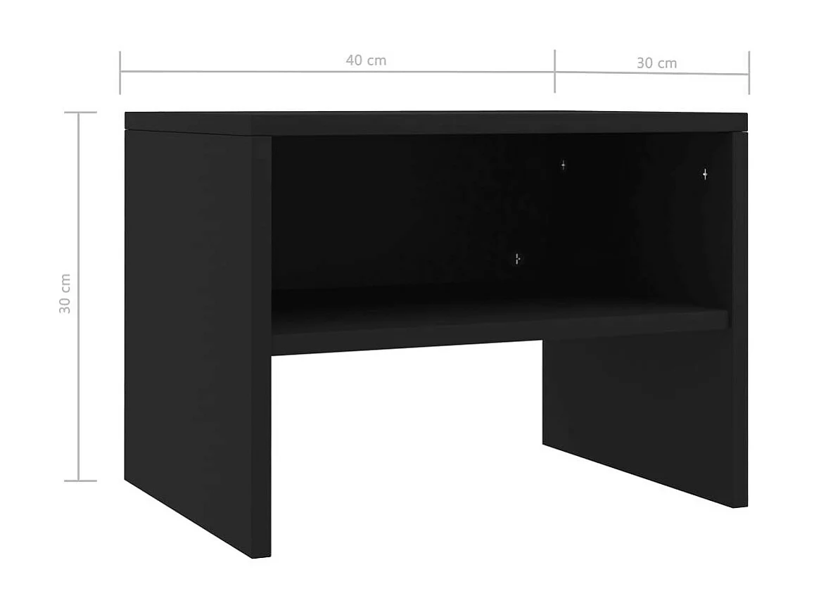 2 pcs Tables de chevet Noir 40 x 30x30