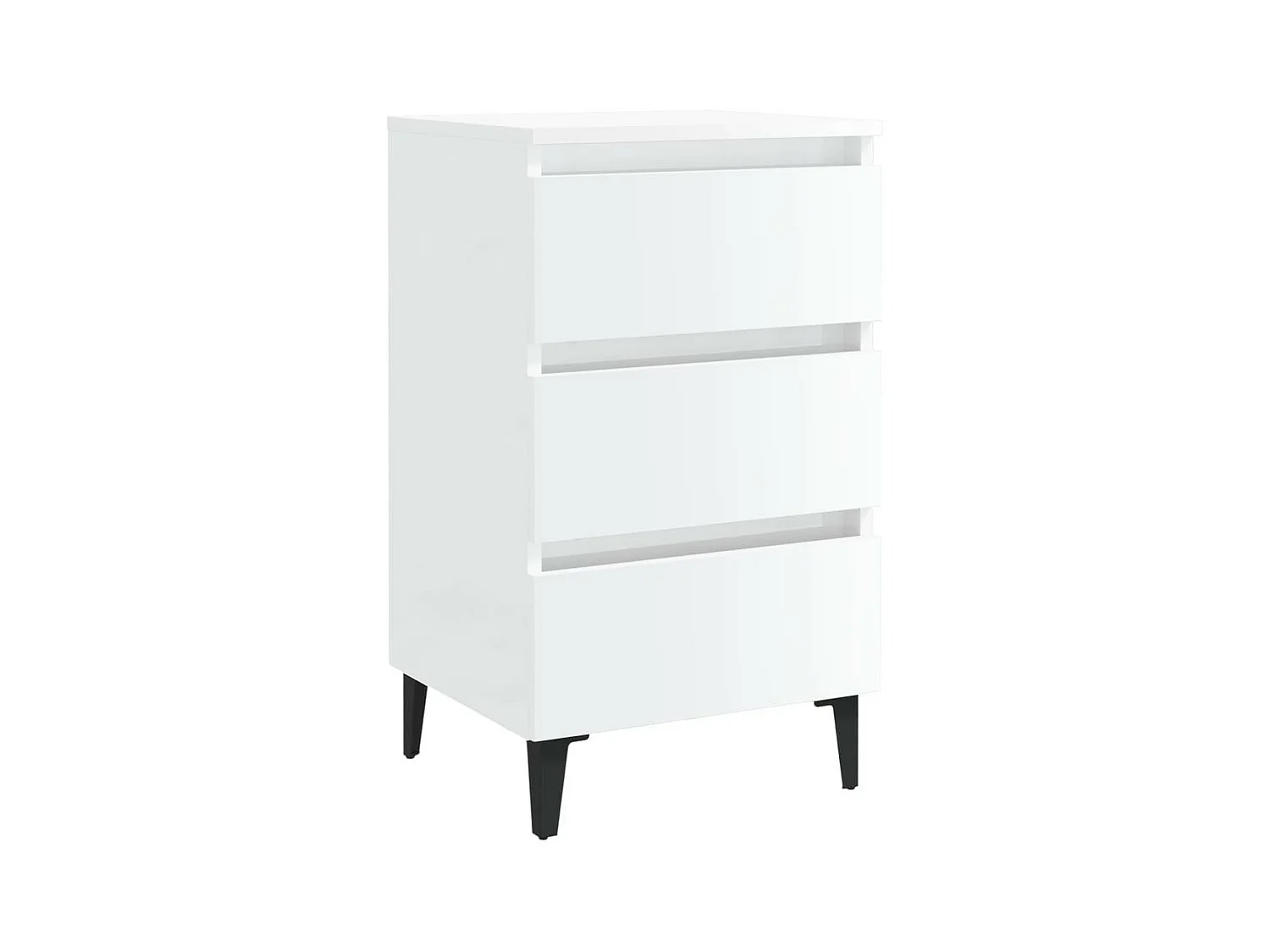Table de chevet avec pieds en métal Blanc brillant 40x35x69