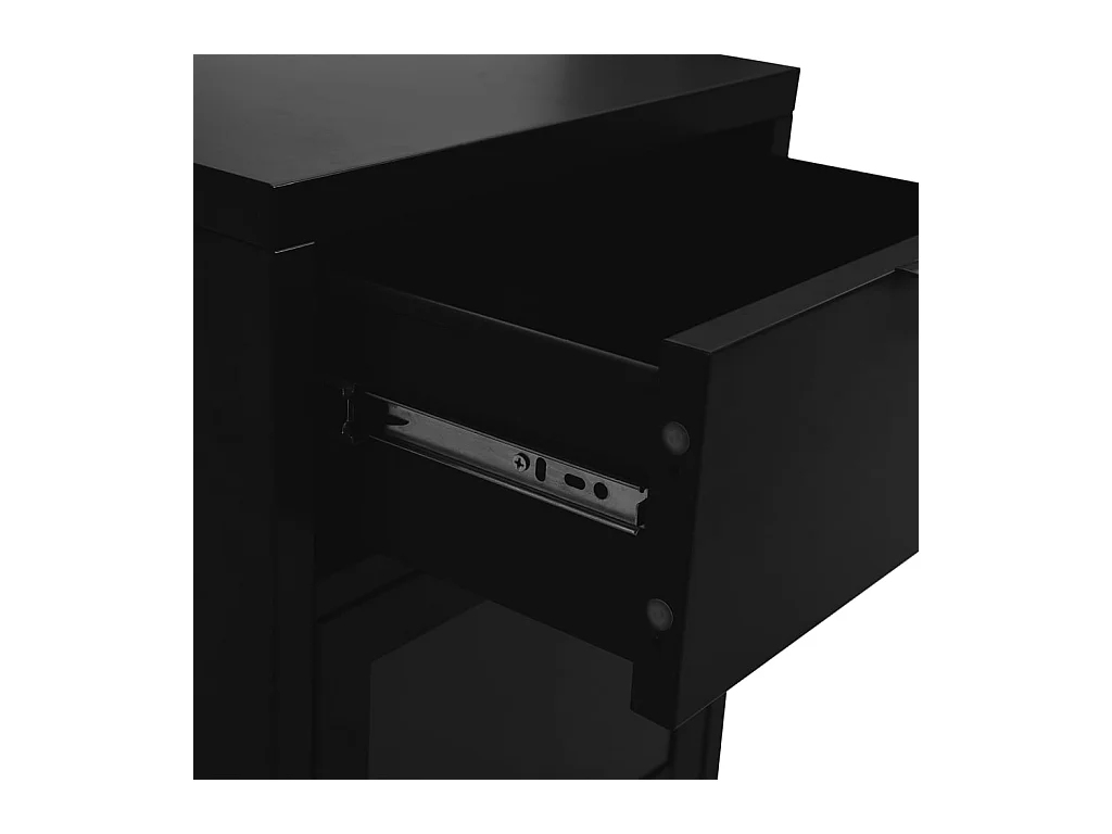 Table de chevet Noir 40x30x54,5 Acier et verre