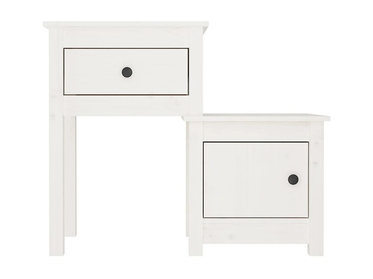 Table de chevet Blanc 79,5x38x65,5 Bois de pin massif