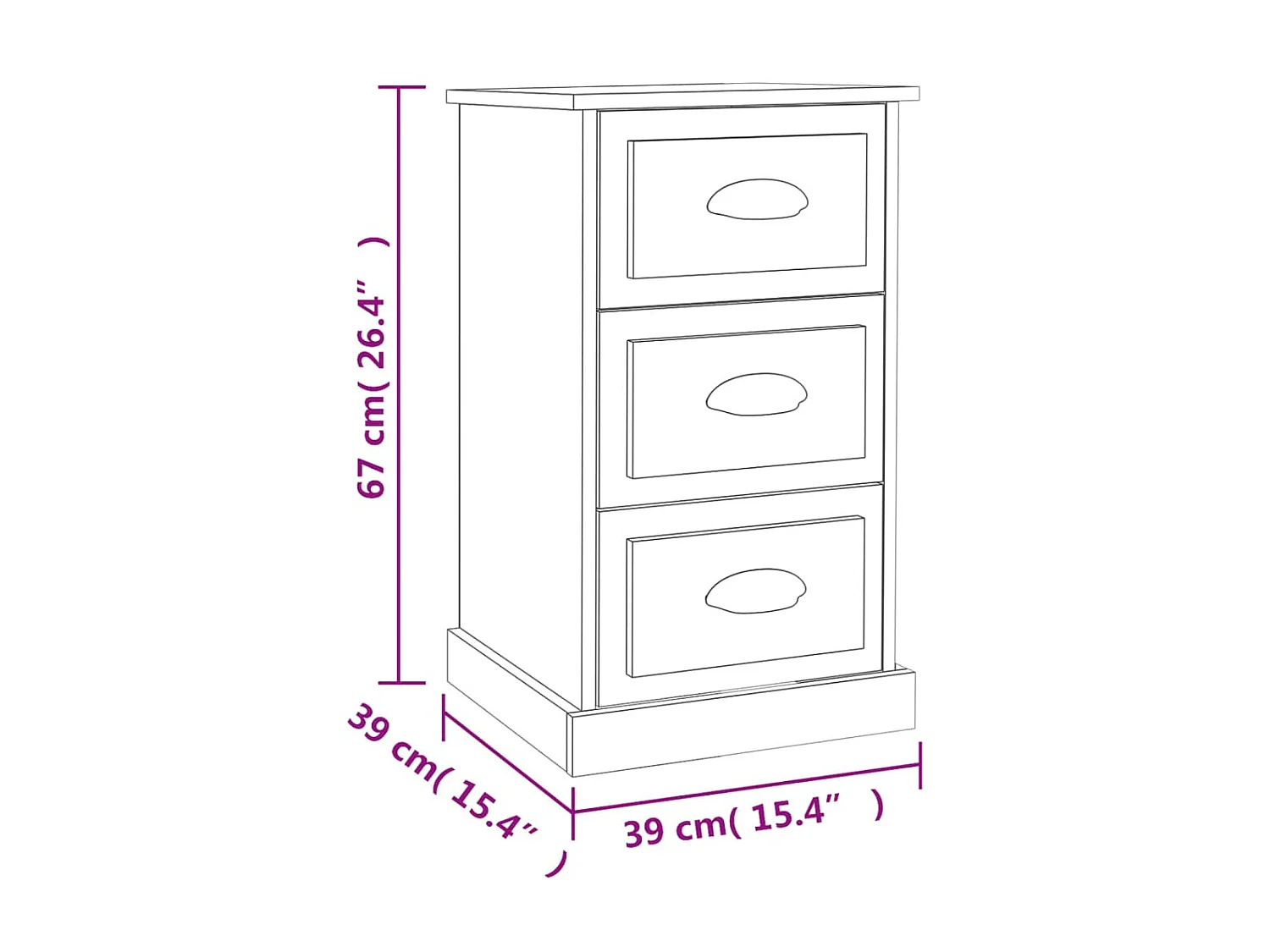 Table de chevet sonoma gris 39x39x67 bois d'ingénierie
