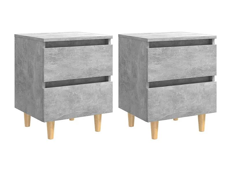 Tables de chevet pieds en pin 2 pcs Gris béton 40x35x50