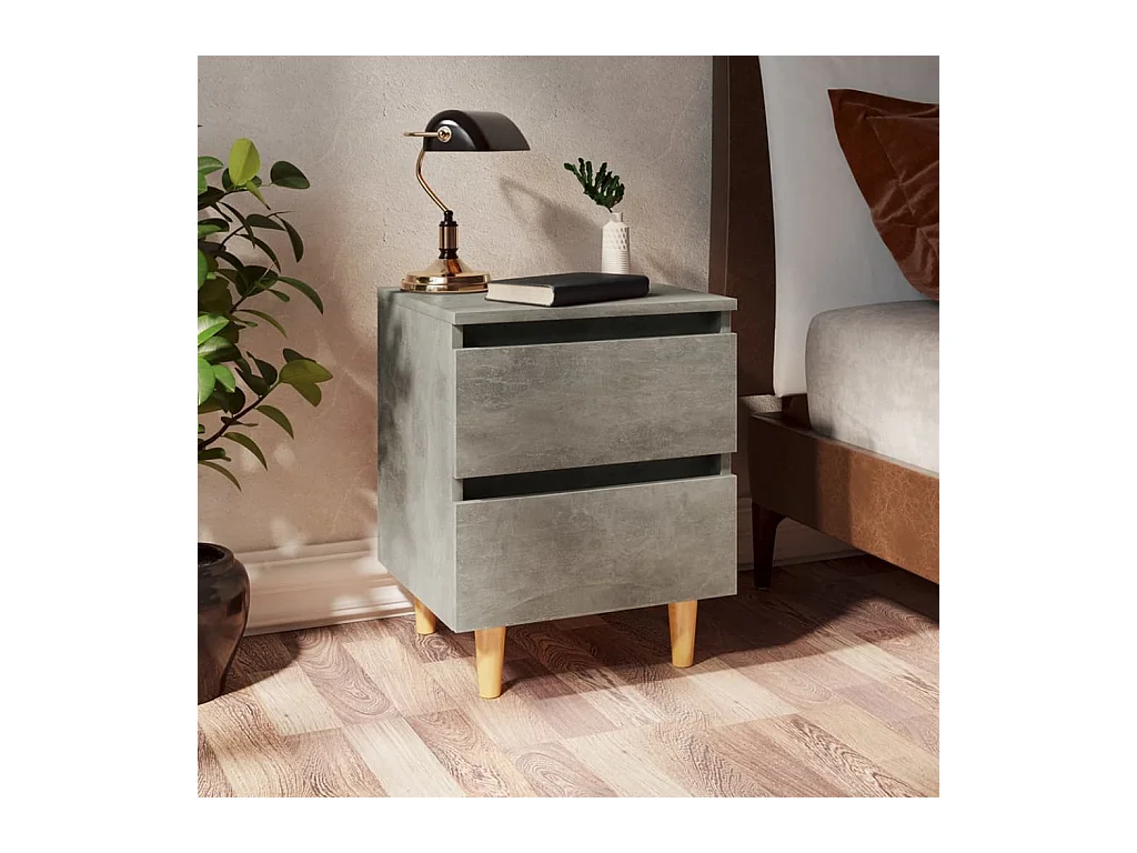 Tables de chevet pieds en pin 2 pcs Gris béton 40x35x50