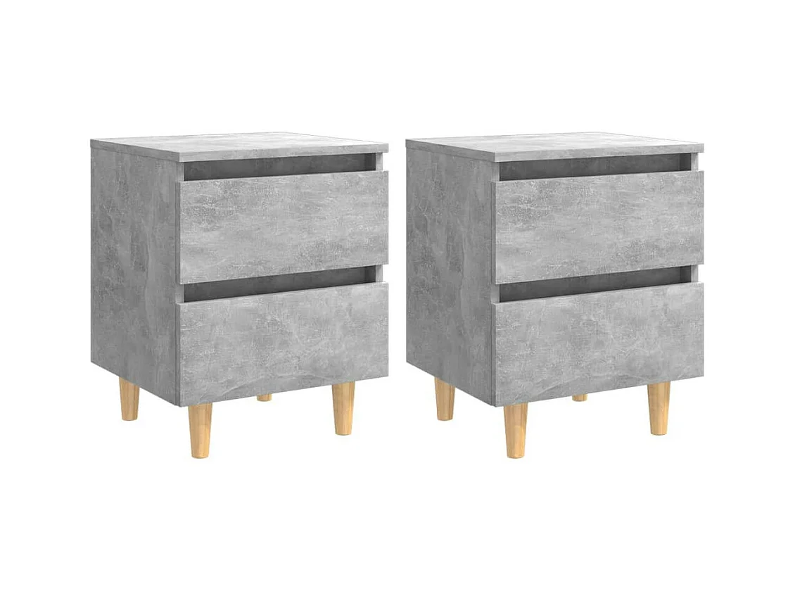 Tables de chevet pieds en pin 2 pcs Gris béton 40x35x50