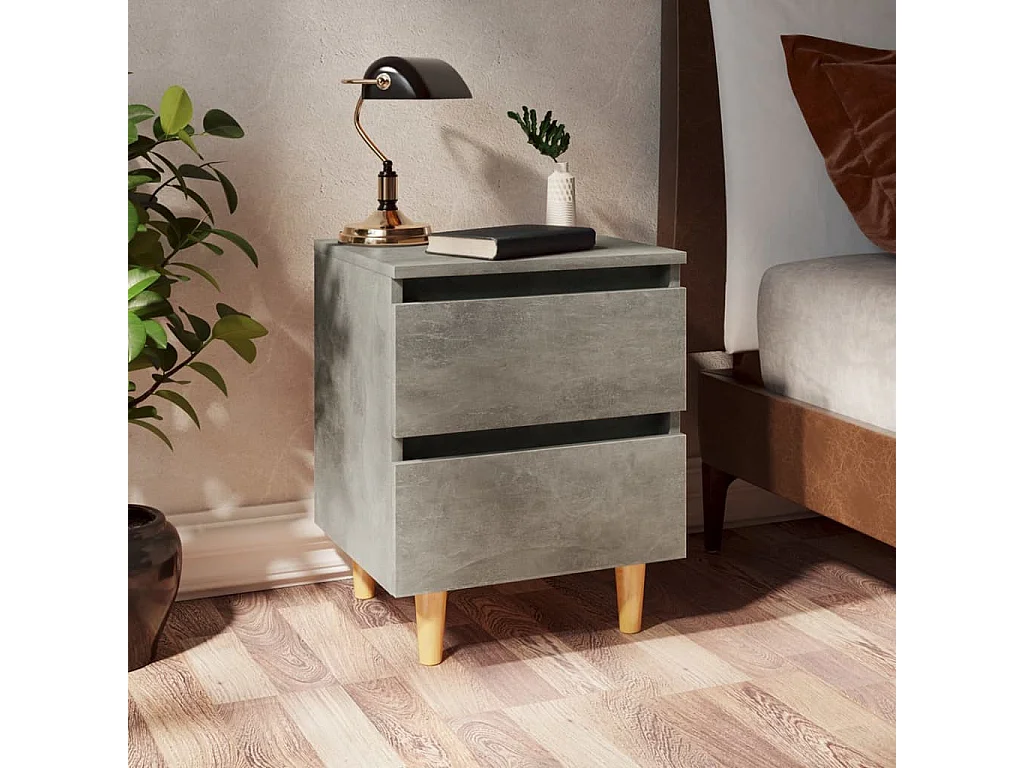 Tables de chevet pieds en pin 2 pcs Gris béton 40x35x50