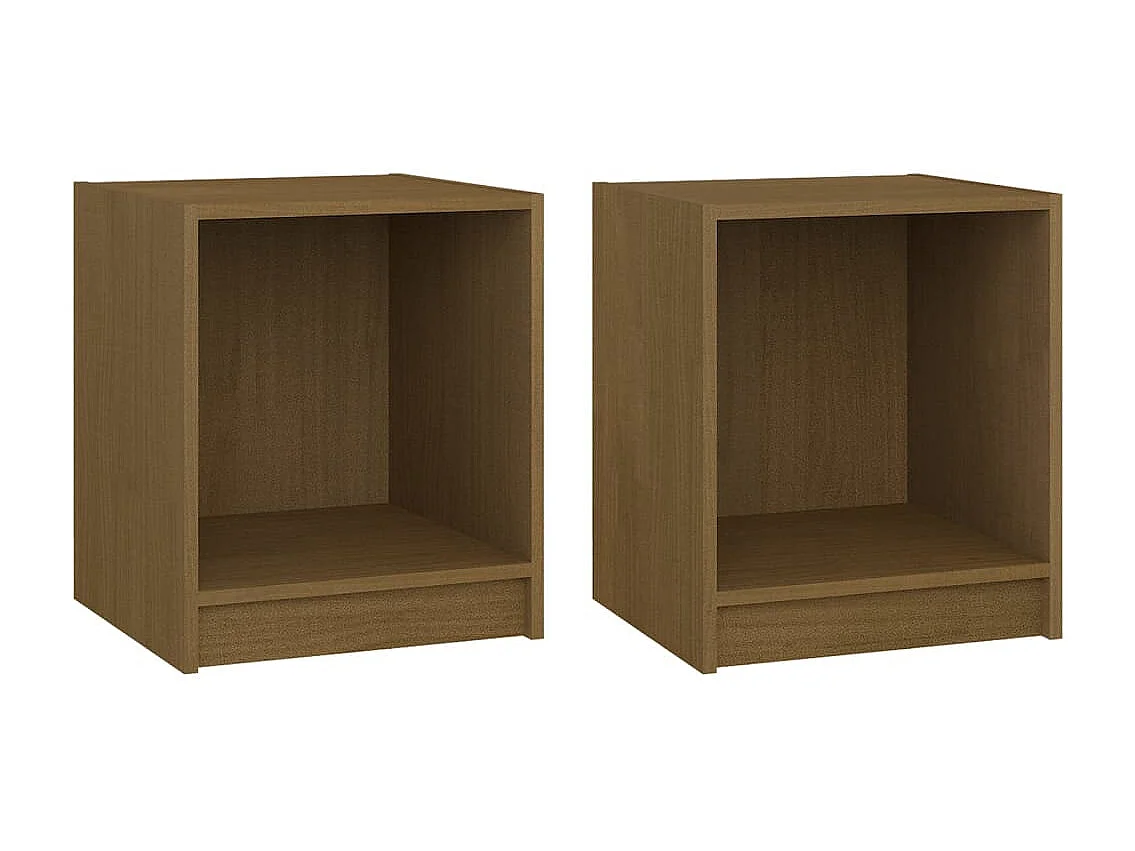 Tables de chevet 2 pcs Marron miel 35,5x33,5x41,5 Pin massif