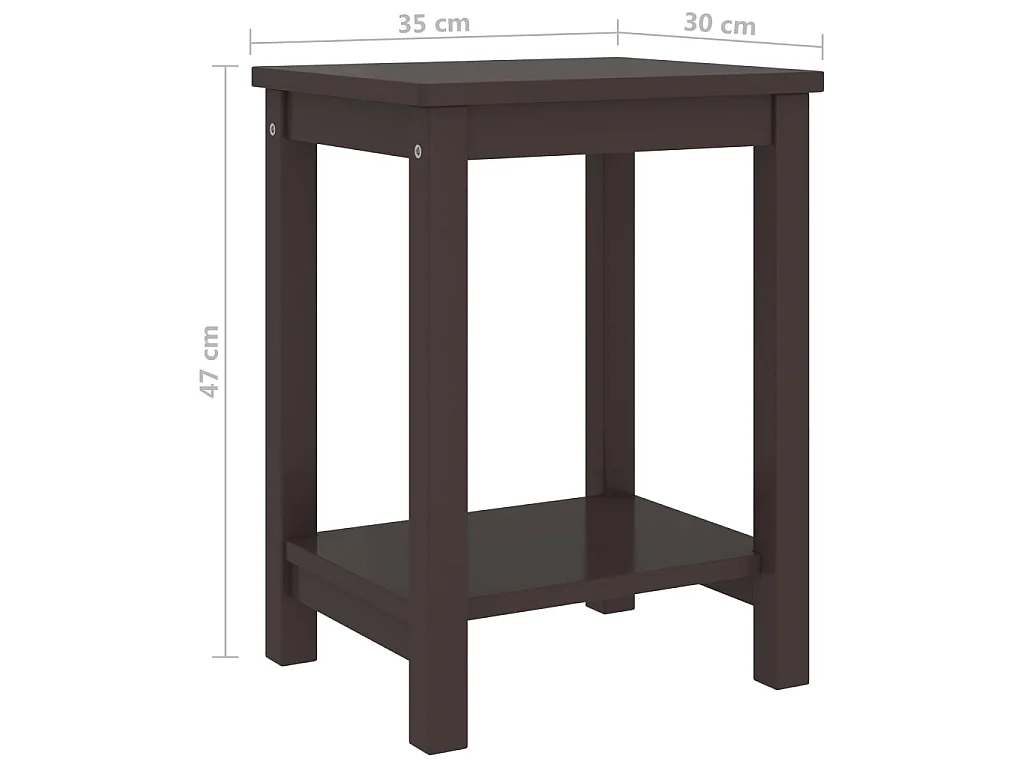 Nachtkastje 35x30x47 cm massief grenenhout donkerbruin