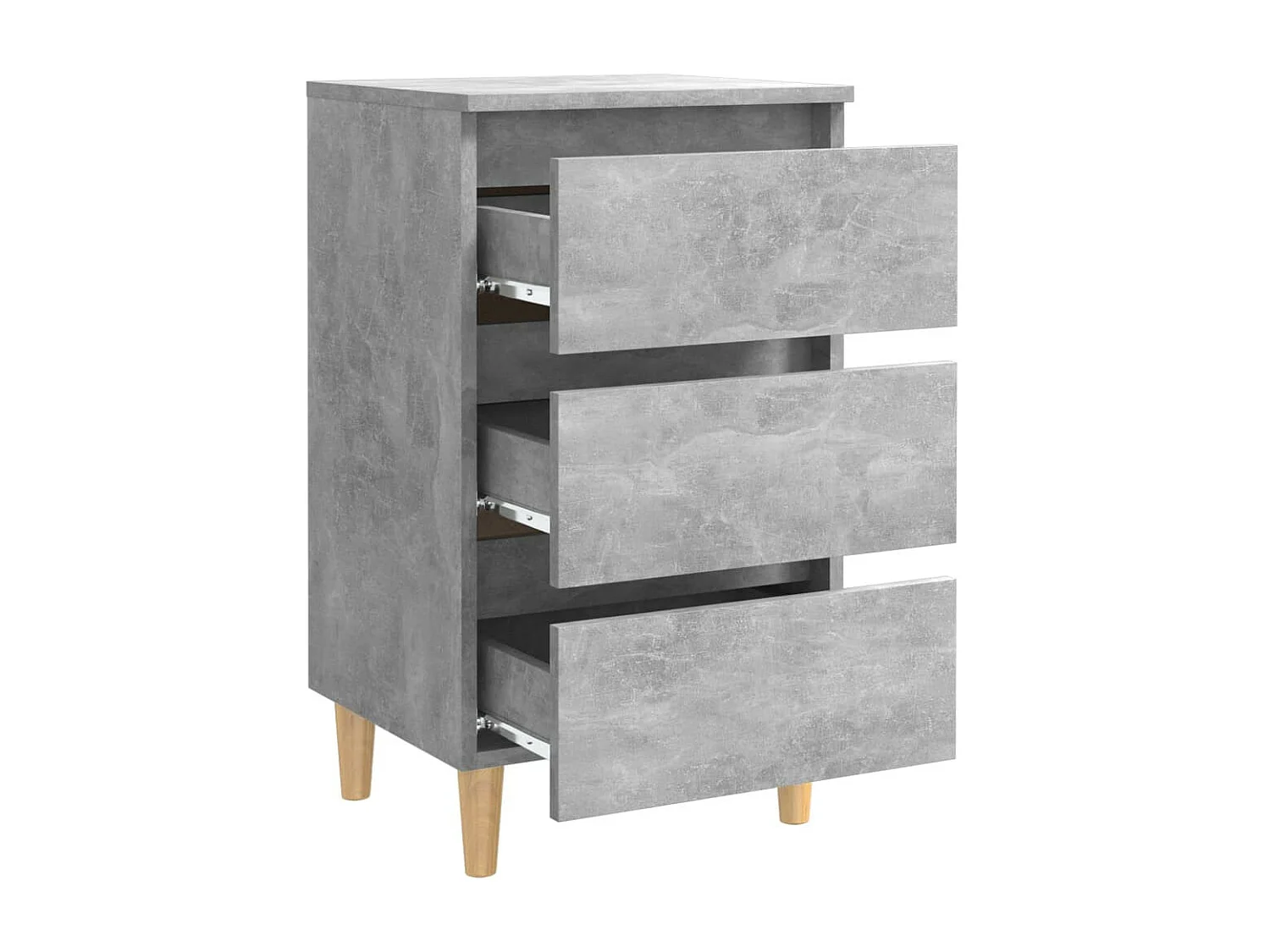 Tables de chevet avec pieds en bois 2 pcs Gris béton 40x35x69