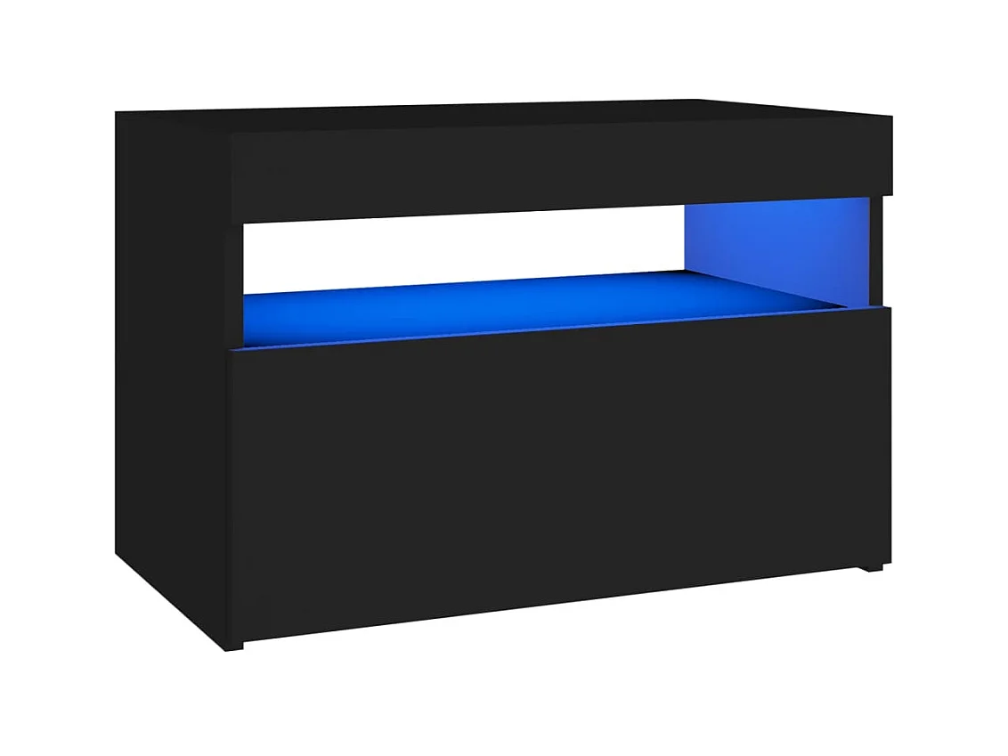 Table de chevet avec lumières LED Noir 60x35x40