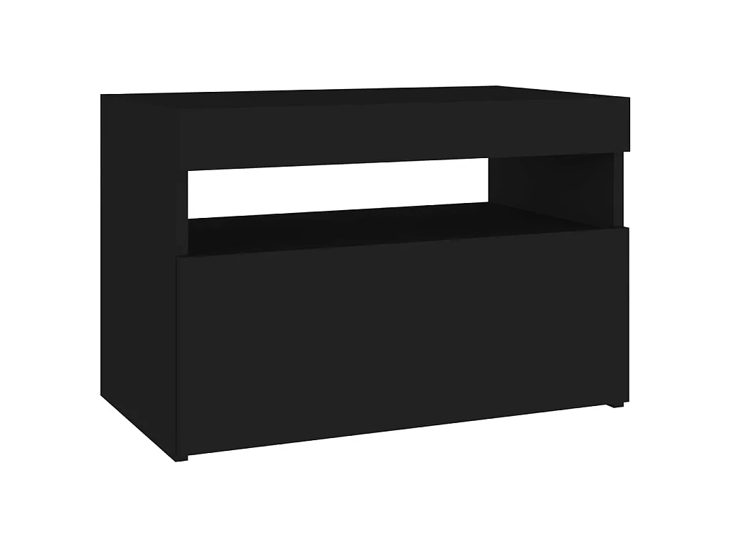 Table de chevet avec lumières LED Noir 60x35x40