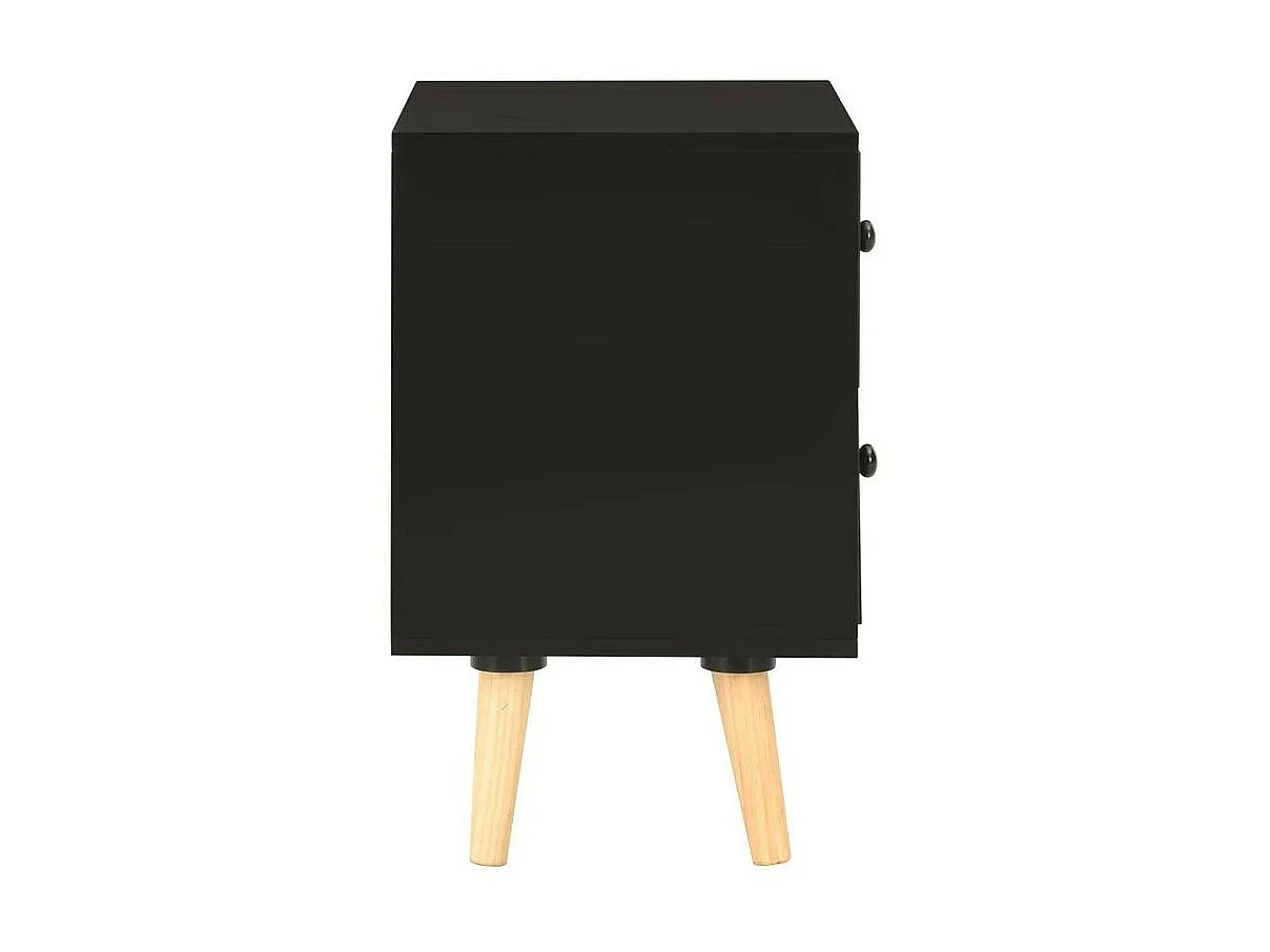 Chevet 2 tiroirs bois noir et pieds pin clair Occri - Lot de 2