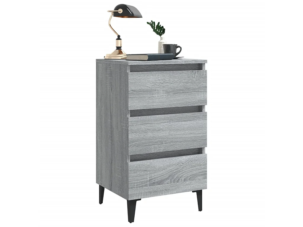 Table de chevet avec pieds en métal Sonoma gris 40x35x69