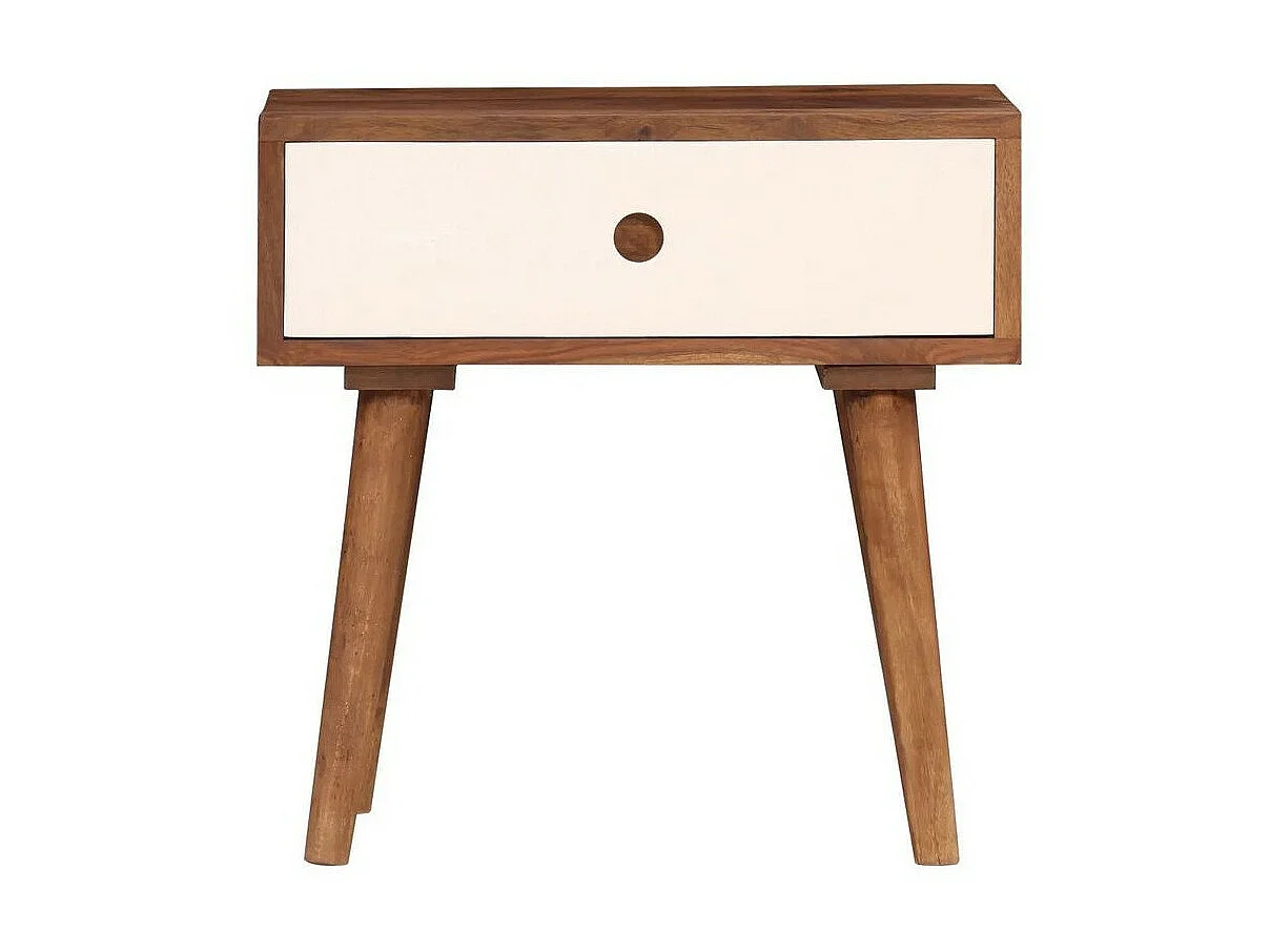 Table de chevet 1 tiroir sesham massif foncé et blanc Mbana