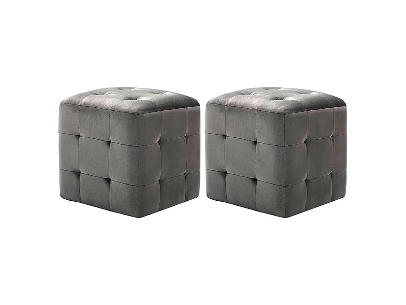 2 pcs Tables de chevet Gris 30x30x30 Tissu velours