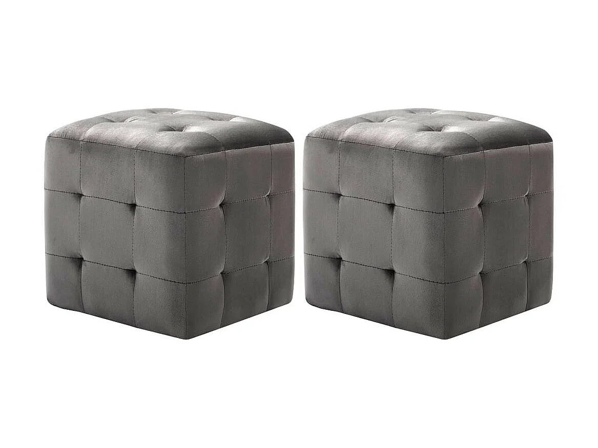 2 pcs Tables de chevet Gris 30x30x30 Tissu velours