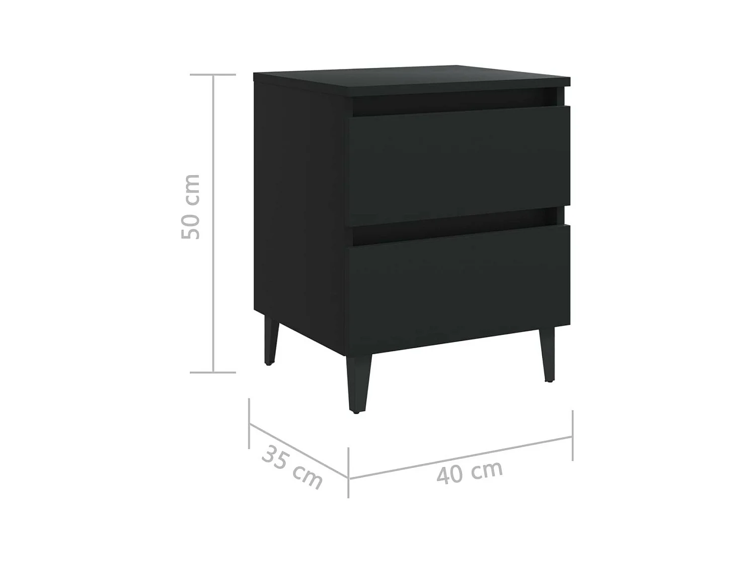 Nachtkastjes 2 st 40x35x50 cm spaanplaat zwart
