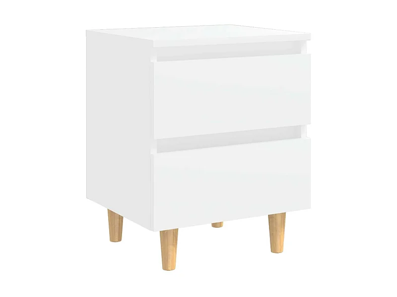 Table de chevet avec pieds en pin Blanc 40x35x50