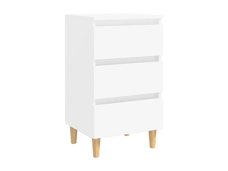 Table de chevet avec pieds en bois solide Blanc 40x35x69