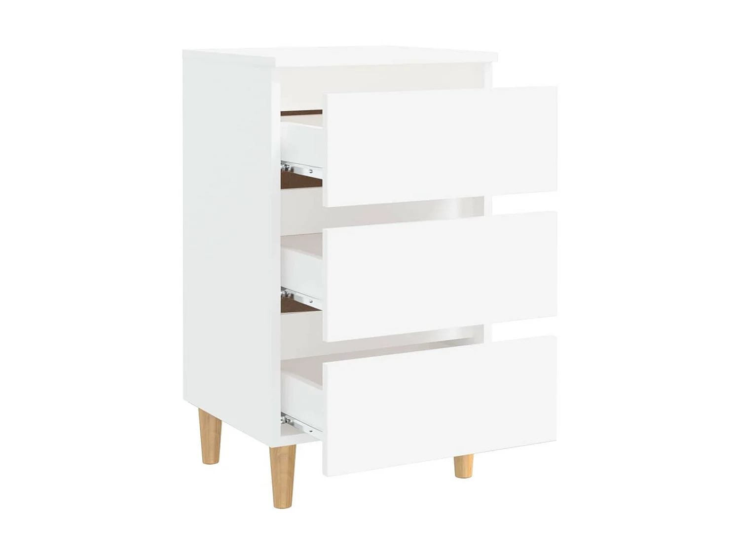 Table de chevet avec pieds en bois solide Blanc 40x35x69