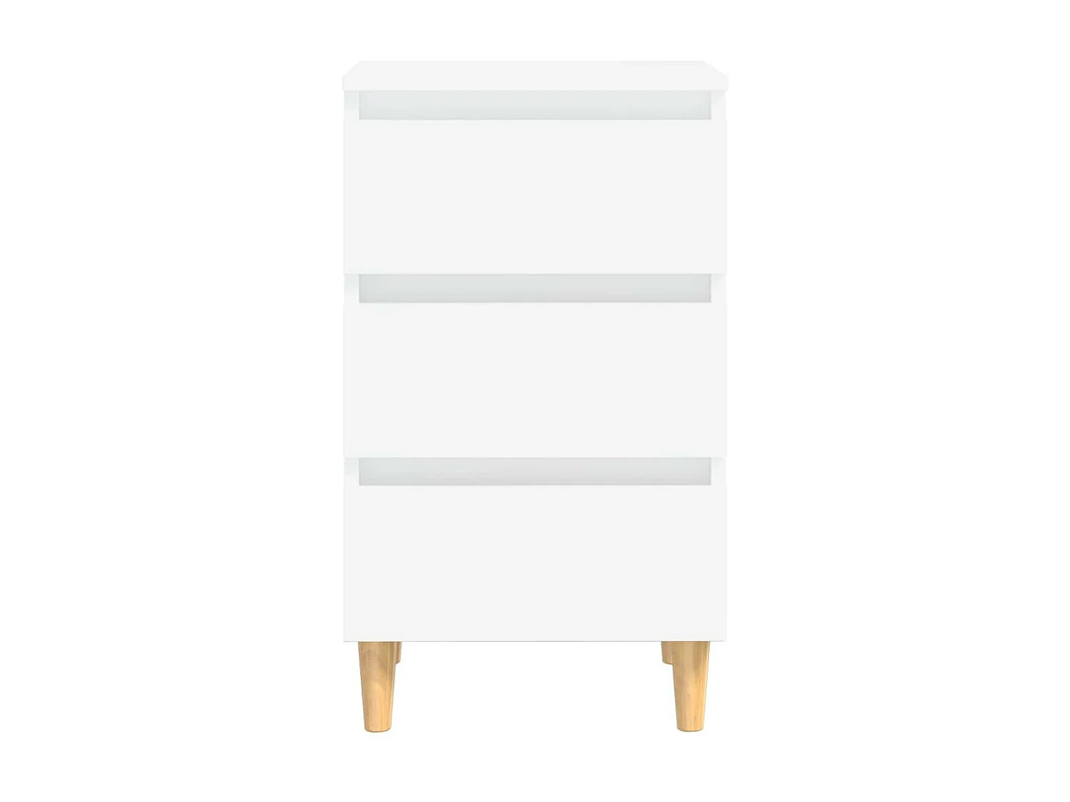 Table de chevet avec pieds en bois solide Blanc 40x35x69