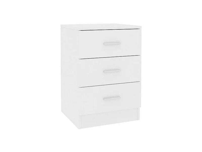 Table de chevet 3 tiroirs bois blanc Metiu